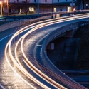 Car lights on the highway at night