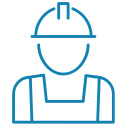 Blue Worker with Hard Hat Icon