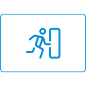 Light blue Icon of person going in door