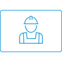 Blue Worker with Hard Hat Icon