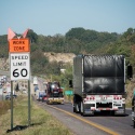 Trucks in a work zone